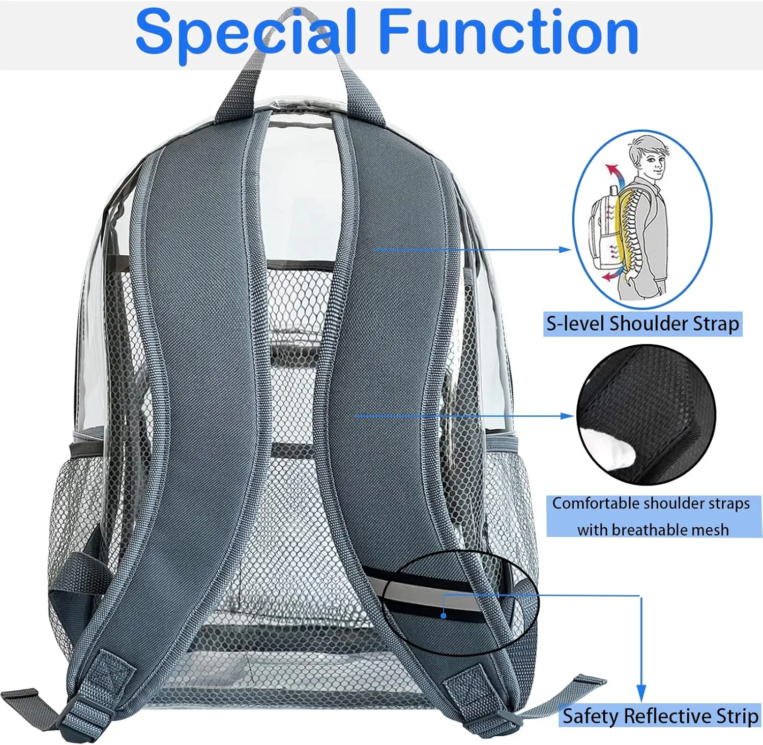 Purple Clear Backpack Heavy Duty - Large See Through Pvc Bookbag for Girls Women Stadium Approved Transparent Plastic Backpacks for School Concert Sport Venues Work Travel