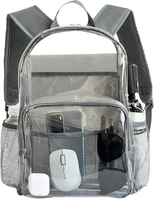 Purple Clear Backpack Heavy Duty - Large See Through Pvc Bookbag for Girls Women Stadium Approved Transparent Plastic Backpacks for School Concert Sport Venues Work Travel
