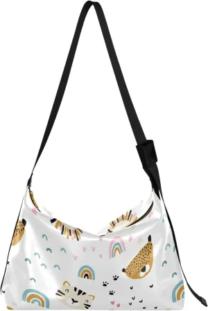 Rainbow Africa Cute Animals Leather Hobo Bags for Women Large Leather Purse Unique Animal Print Shoulder Handbags