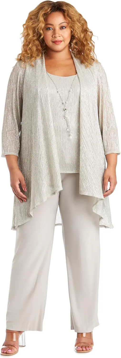 R&M Richards Womens 3PC Pants Open-Front Blazer