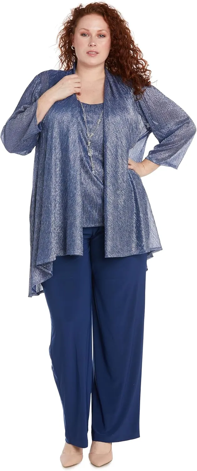 R&M Richards Womens 3PC Pants Open-Front Blazer