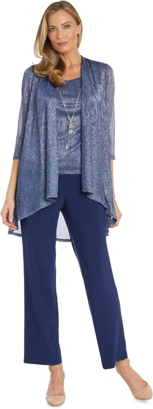 R&M Richards Womens 3PC Pants Open-Front Blazer