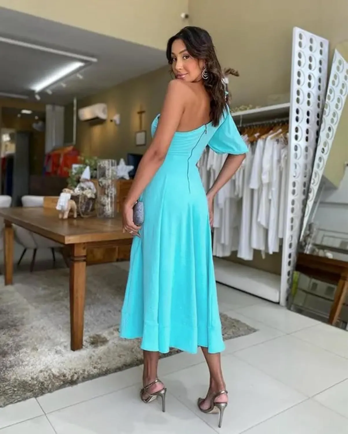 RanRui Women's 3D Flower Cut Out one Shoulder Elegant Wedding Guest Dresses Formal Dresses