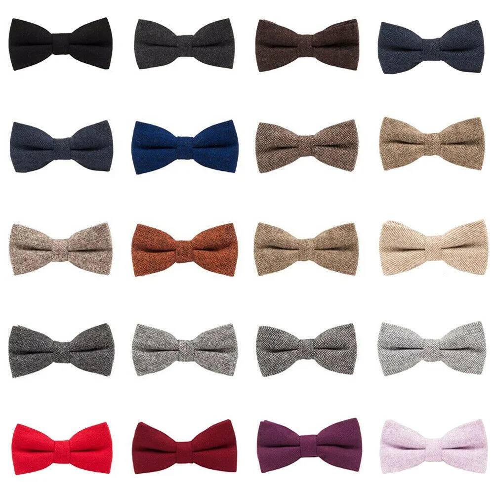 Retro Wool Bow Tie Pre-Tied