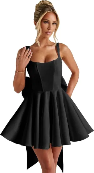 Sevintage Short Wedding Dresses for Bride with Bow Simple 2025 Homecoming Dress Cocktail Prom Gowns
