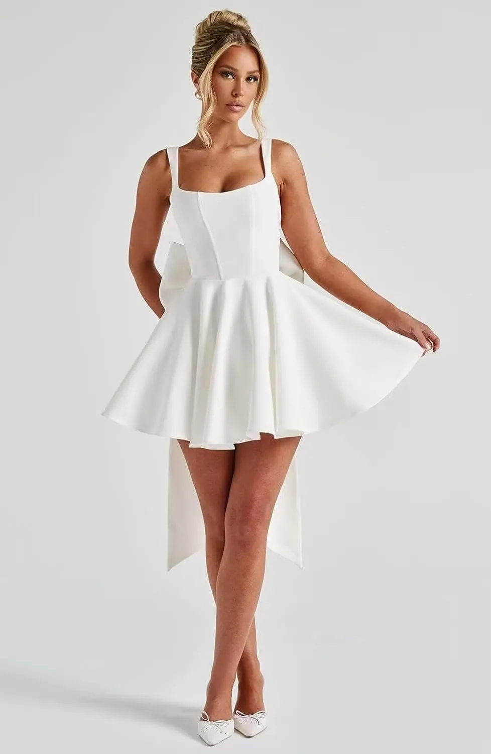 Sevintage Short Wedding Dresses for Bride with Bow Simple 2025 Homecoming Dress Cocktail Prom Gowns