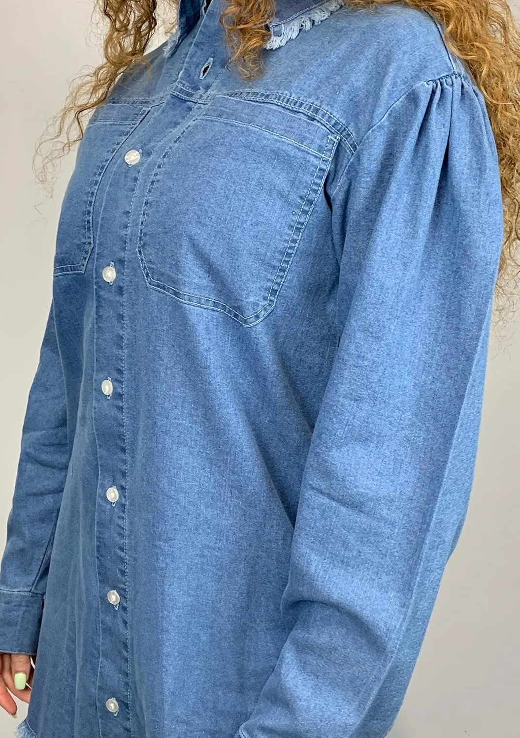 Shackets for Women 2025 - Long Sleeve Oversized Jean Jacket for Women - Casual Boyfriend Denim Button Down Shirt Women