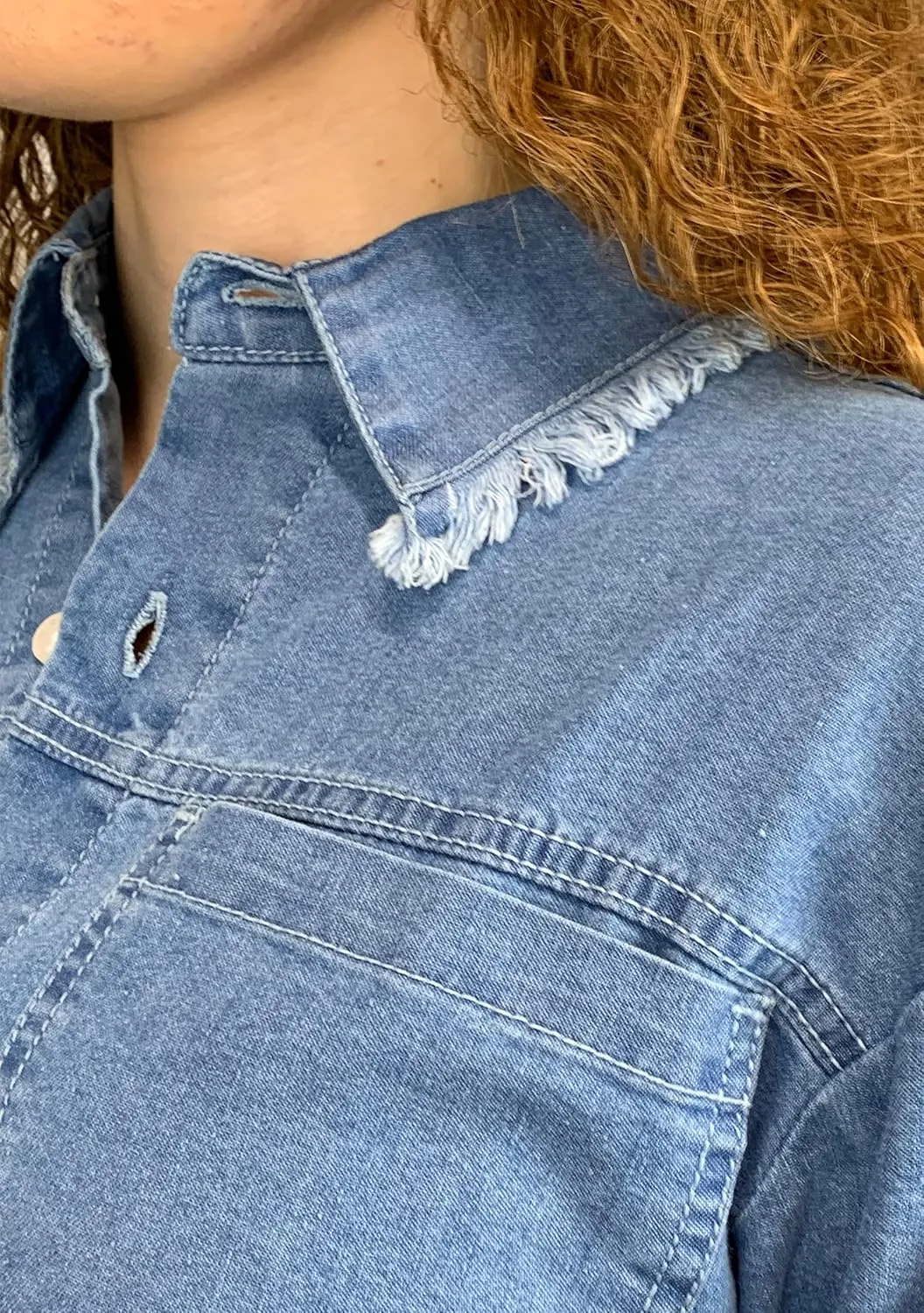 Shackets for Women 2025 - Long Sleeve Oversized Jean Jacket for Women - Casual Boyfriend Denim Button Down Shirt Women