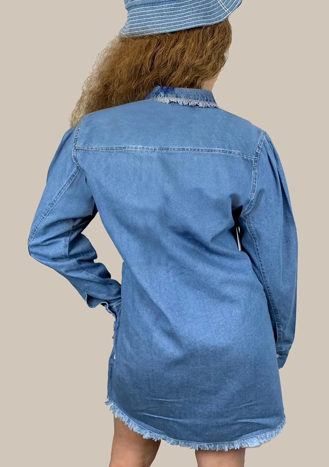 Shackets for Women 2025 - Long Sleeve Oversized Jean Jacket for Women - Casual Boyfriend Denim Button Down Shirt Women