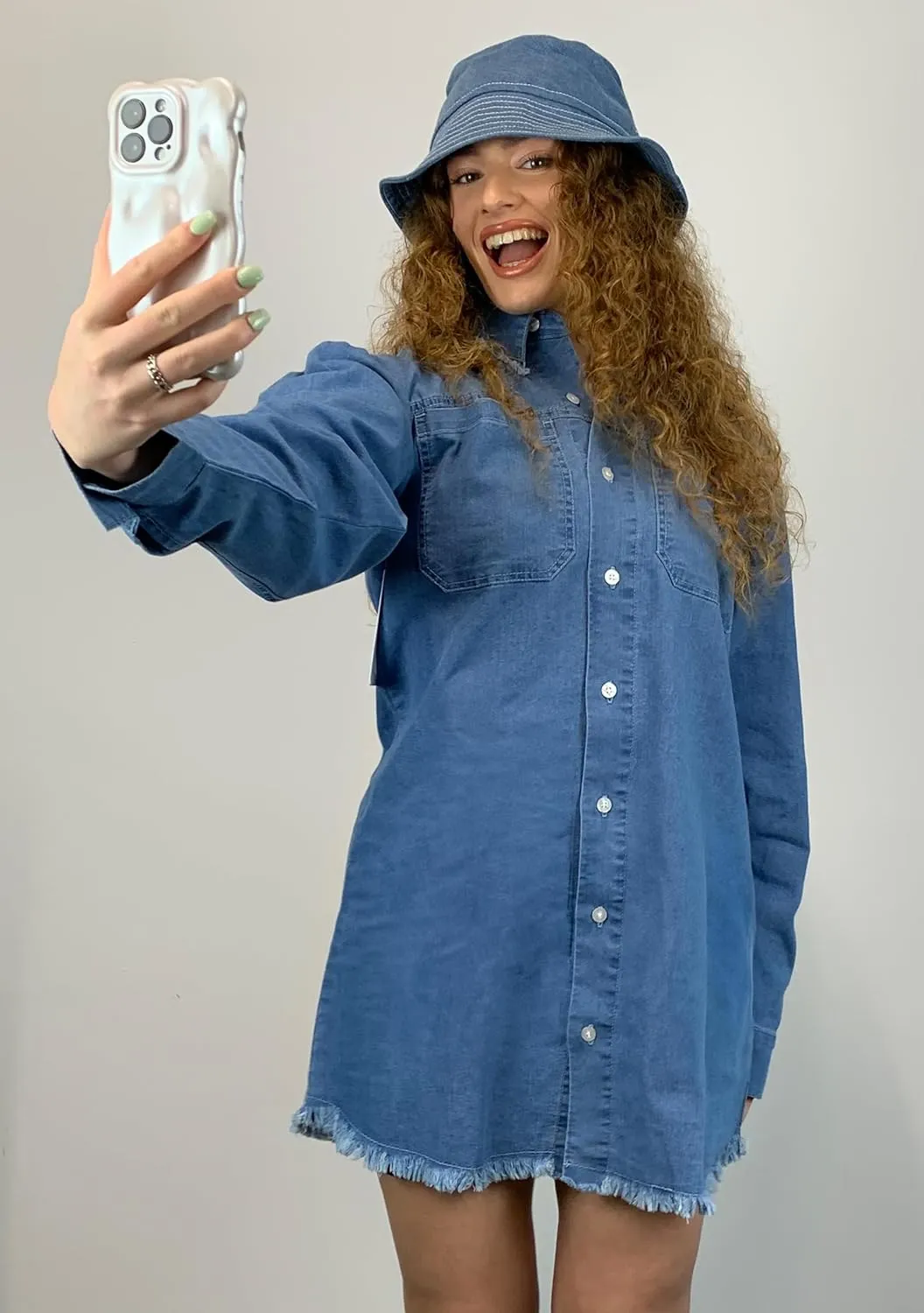 Shackets for Women 2025 - Long Sleeve Oversized Jean Jacket for Women - Casual Boyfriend Denim Button Down Shirt Women