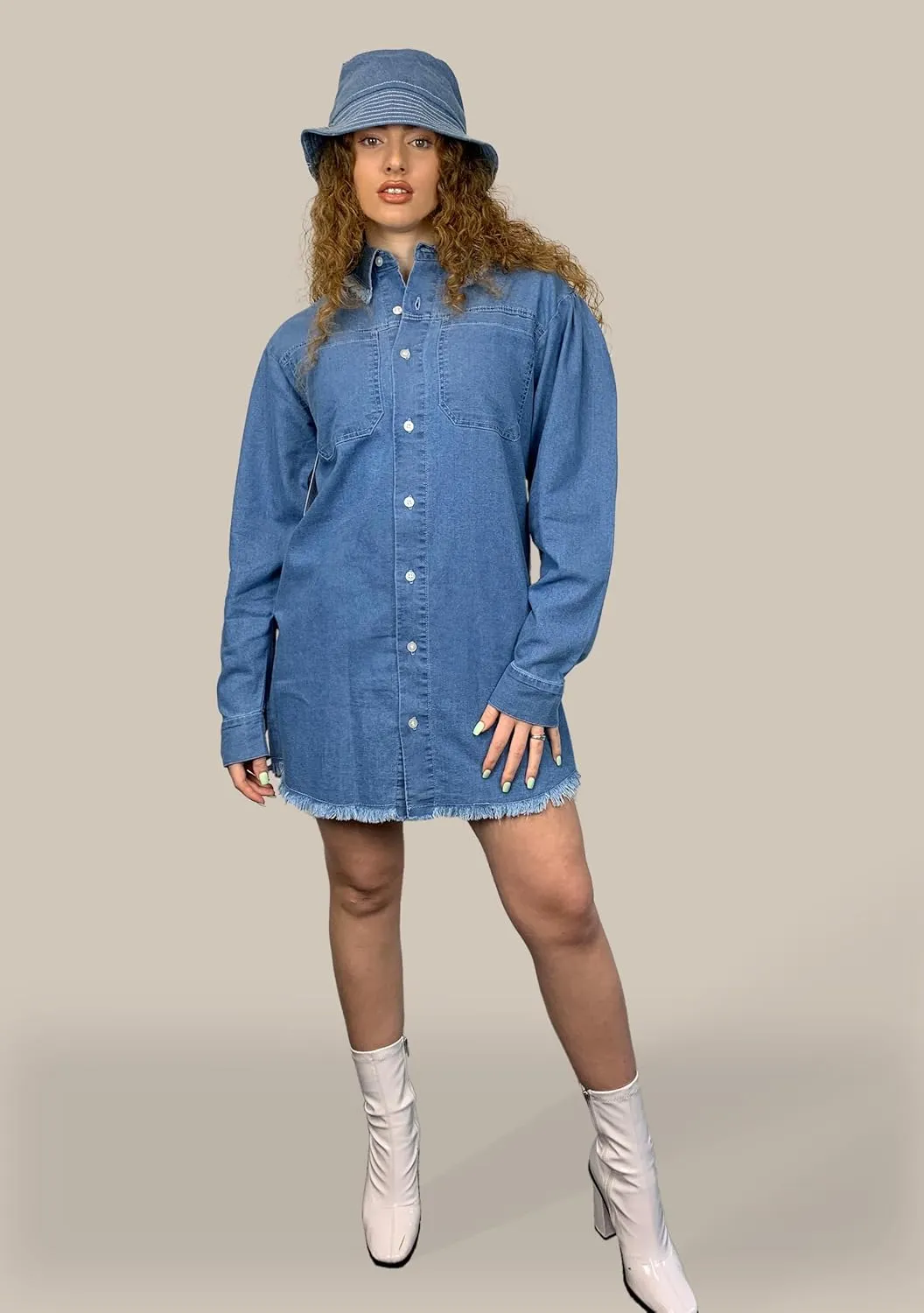 Shackets for Women 2025 - Long Sleeve Oversized Jean Jacket for Women - Casual Boyfriend Denim Button Down Shirt Women