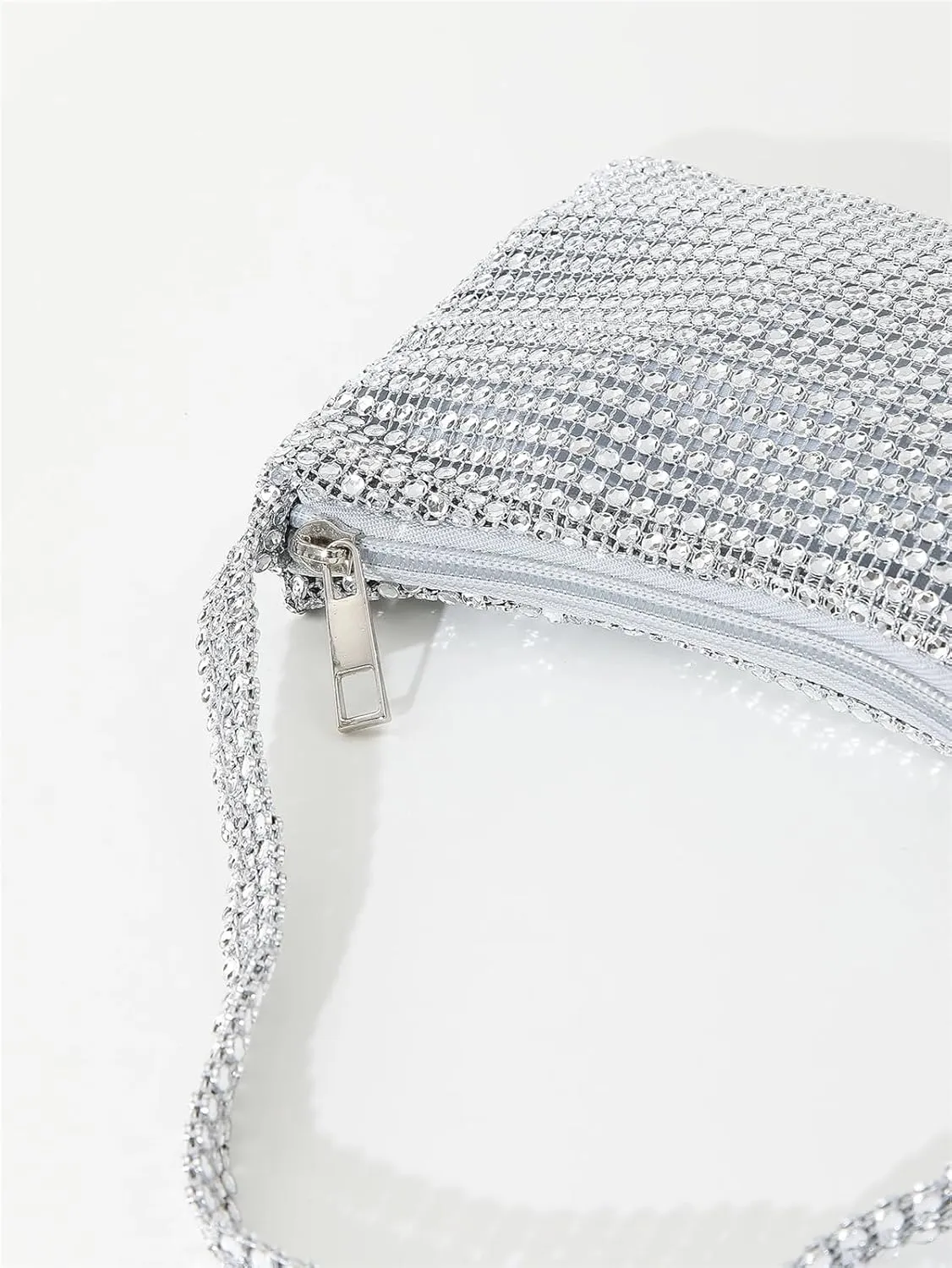Shiny Rhinestone Portable Zippered Evening Bag Suitable For Weddings, Parties, And Gatherings