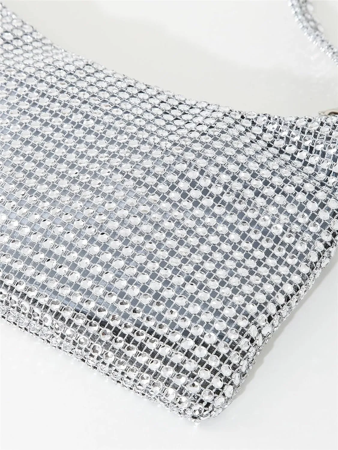 Shiny Rhinestone Portable Zippered Evening Bag Suitable For Weddings, Parties, And Gatherings