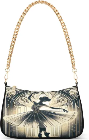 Shoulder Bags for Women Art Nouveau Artistic Ballerina Dancing in The Backlight Hobo Tote Handbag Small Clutch Purse with Zipper Closure
