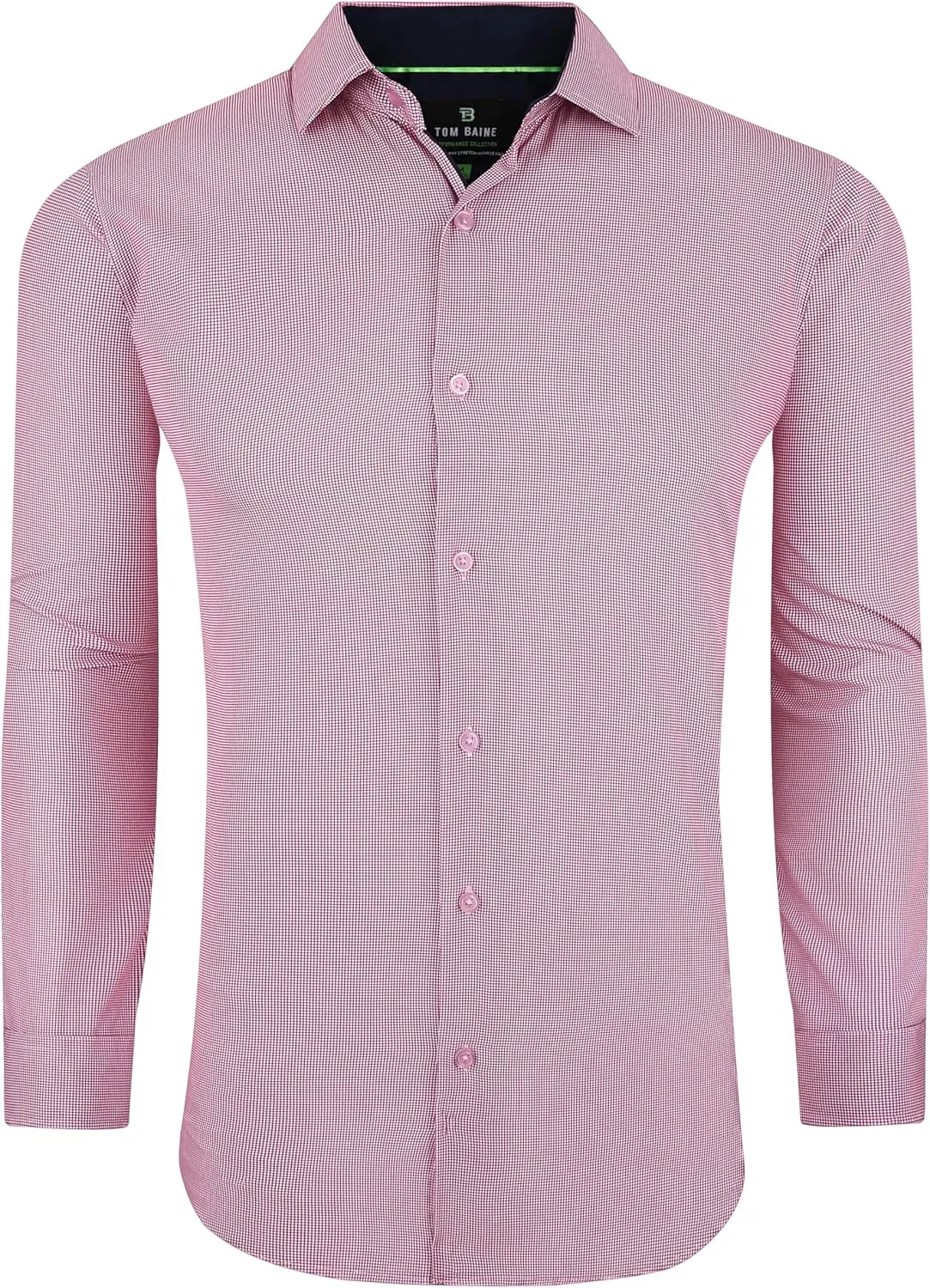 Slim Fit Performance Long Sleeve Mini Plaid Casual Button Down Shirt