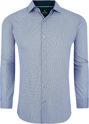 Slim Fit Performance Long Sleeve Mini Plaid Casual Button Down Shirt
