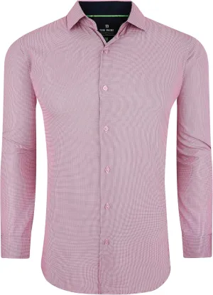 Slim Fit Performance Long Sleeve Mini Plaid Casual Button Down Shirt
