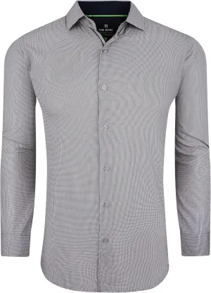 Slim Fit Performance Long Sleeve Mini Plaid Casual Button Down Shirt