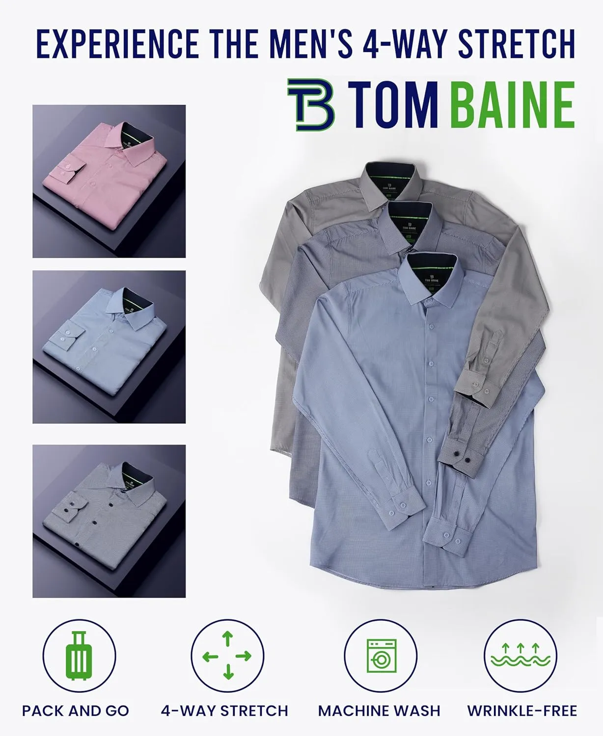 Slim Fit Performance Long Sleeve Mini Plaid Casual Button Down Shirt