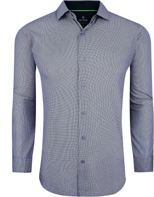 Slim Fit Performance Long Sleeve Mini Plaid Casual Button Down Shirt