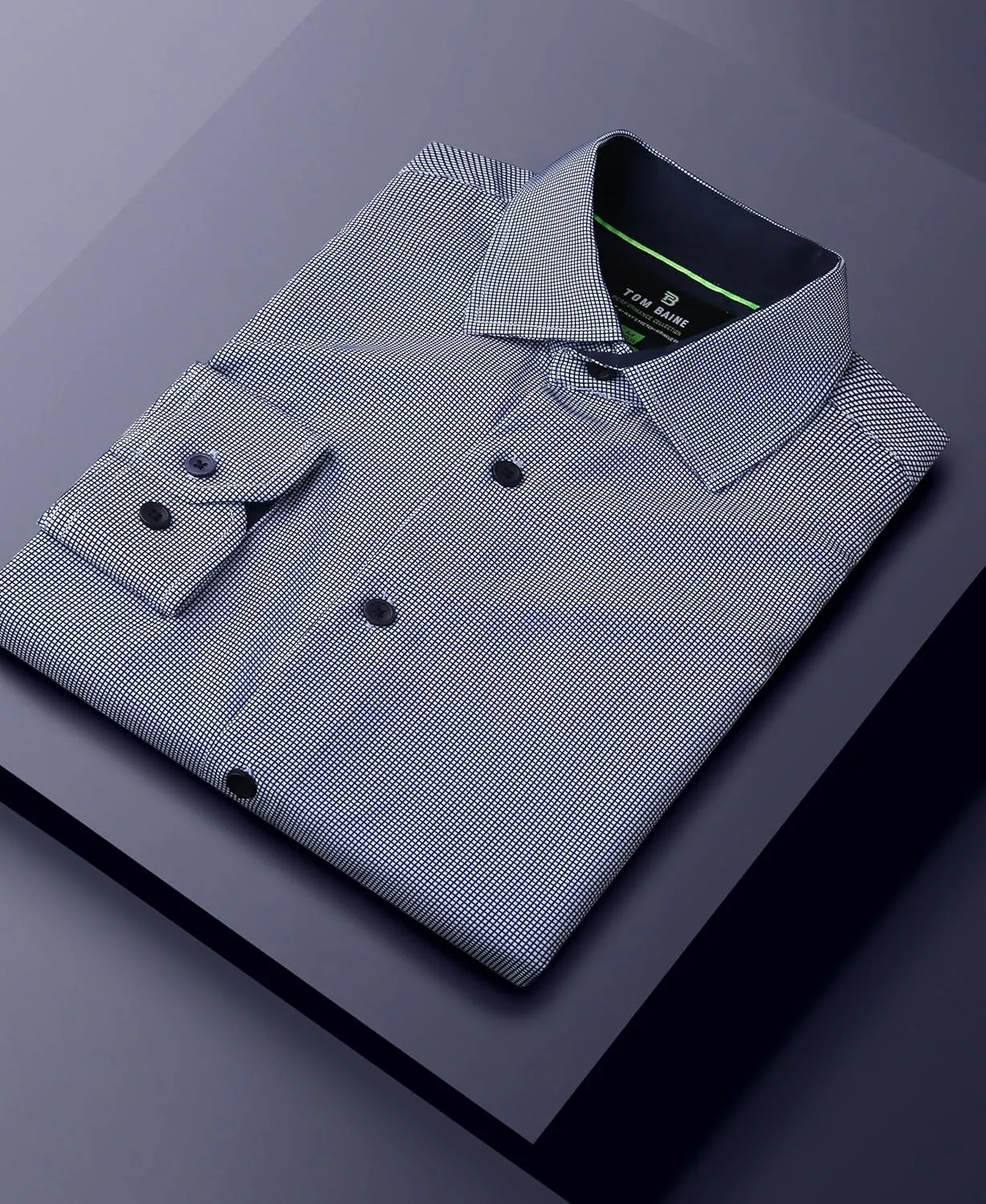 Slim Fit Performance Long Sleeve Mini Plaid Casual Button Down Shirt