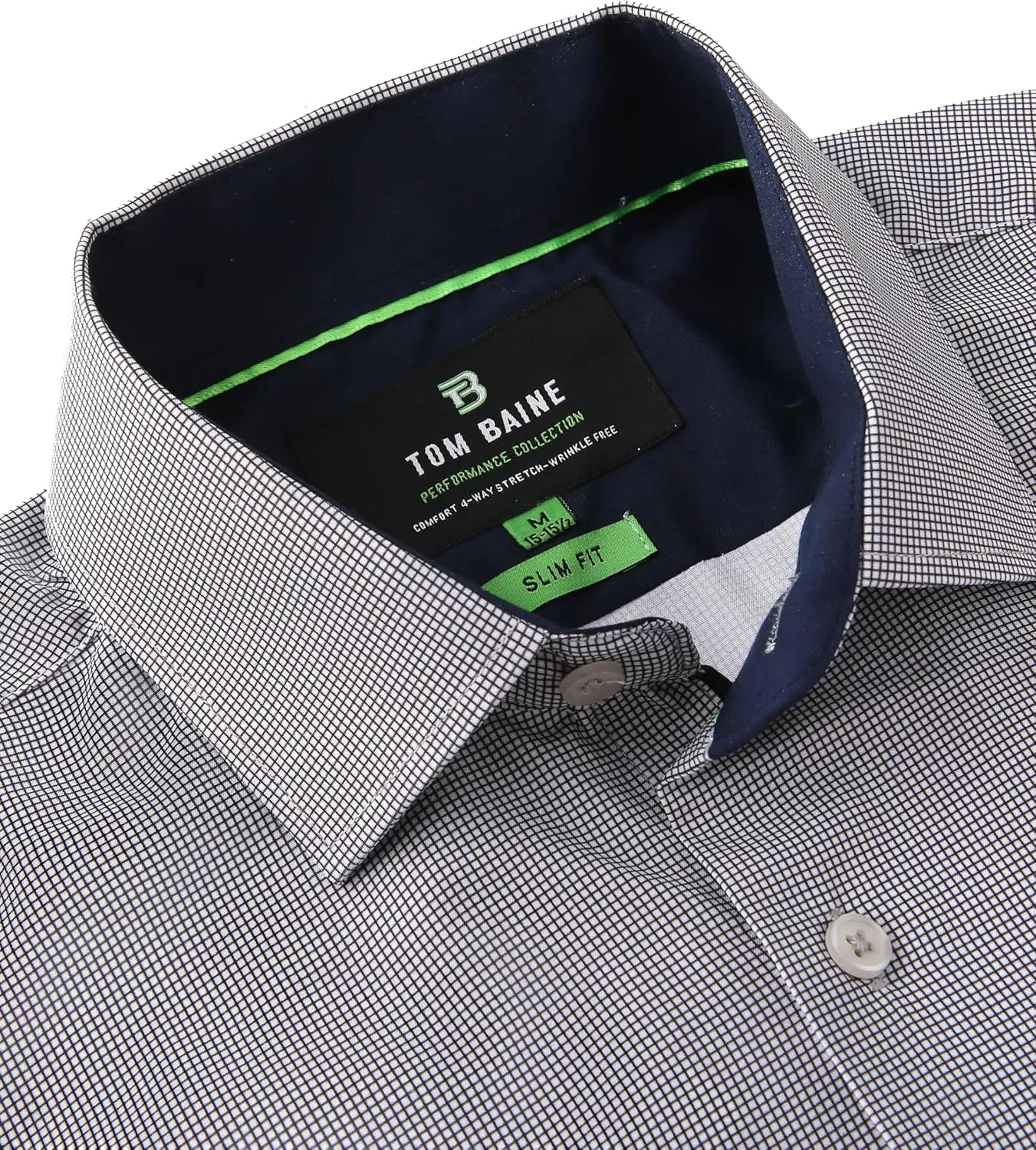 Slim Fit Performance Long Sleeve Mini Plaid Casual Button Down Shirt