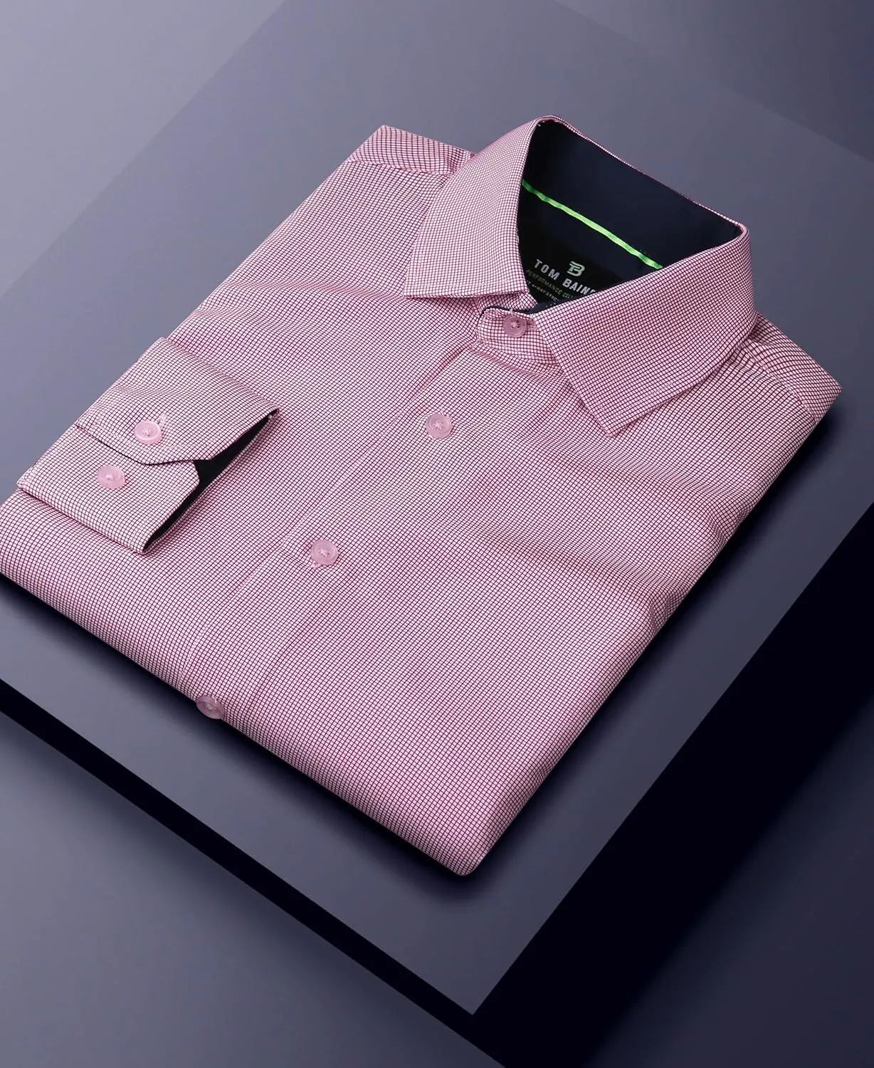 Slim Fit Performance Long Sleeve Mini Plaid Casual Button Down Shirt