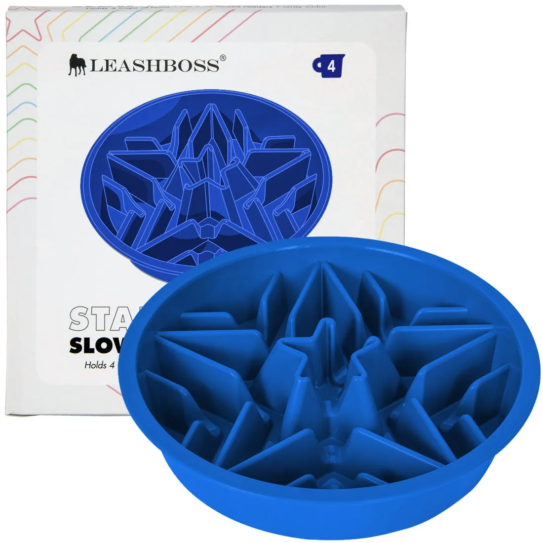 Slow Feed Dog Bowl for Raised Pet Feeders - 4-Cup Star Maze Bowl for 8.9-9.25 Inch Feeder Holes