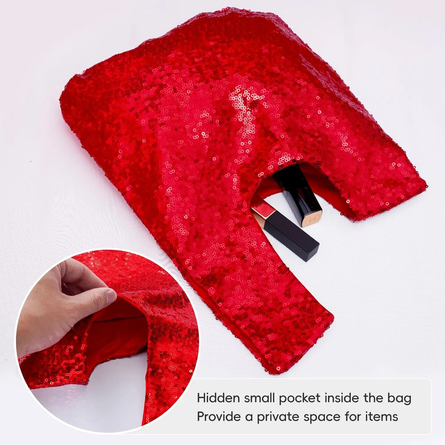 SquarePie Sequin Evening Bag Wrist Handbag Glitter Clutch Phone Wallet Purse Portable Pouch