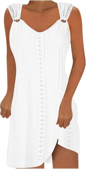 Summer Dresses for Women 2025 Sleeveless Beach Casual Sundresses Swimsuit Cover Ups Spring Casual Loose Tank Dress