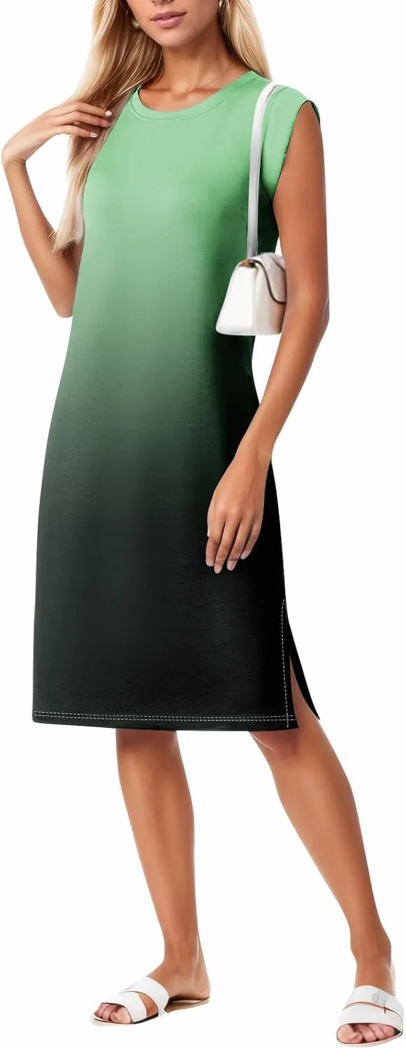 Summer Dresses for Women 2025 Sleeveless Boho Tie Dye Tank Dress Beach A Line Flowy Midi Sundress with Pocket