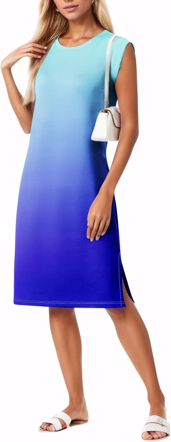 Summer Dresses for Women 2025 Sleeveless Boho Tie Dye Tank Dress Beach A Line Flowy Midi Sundress with Pocket