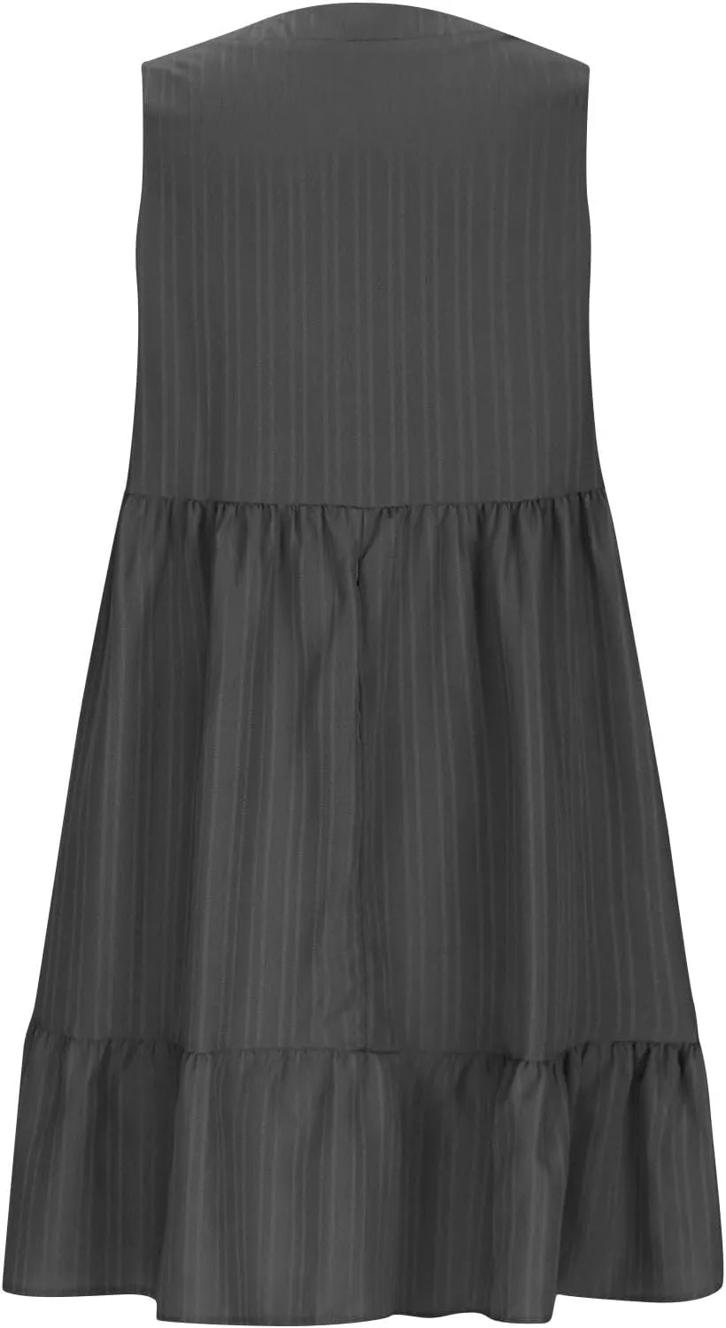 Summer Dresses for Women 2025 Sleeveless V-Neck Flowy Midi Sundresses Layered A-Line Boho Beach Vacation Dress