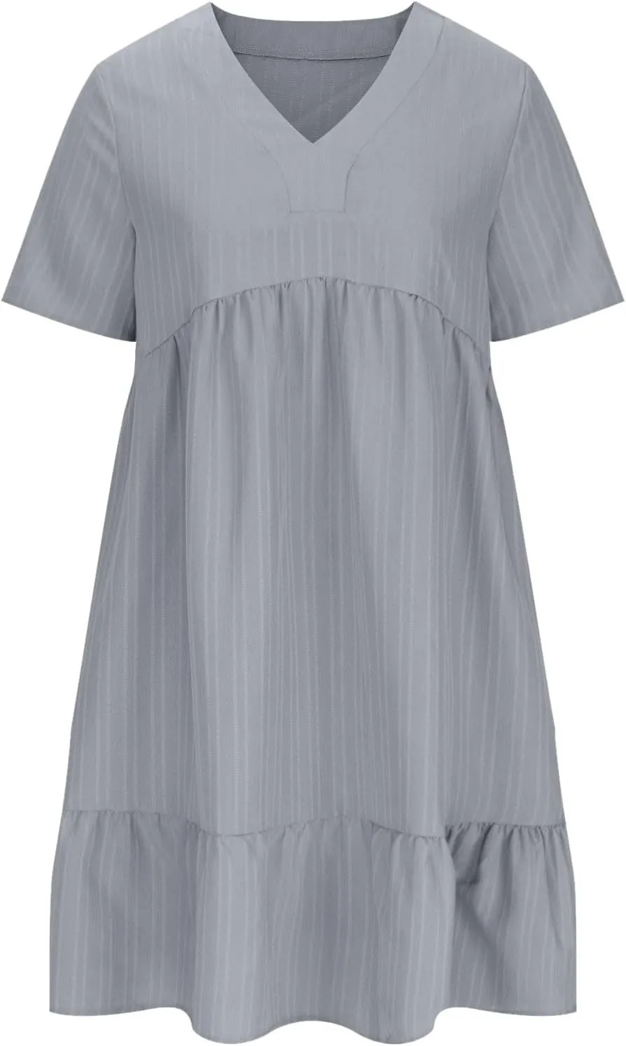 Summer Dresses for Women 2025 Vacation Solid Simple High Waist Beach Sundress Casual Short Sleeve T-Shirt Dress