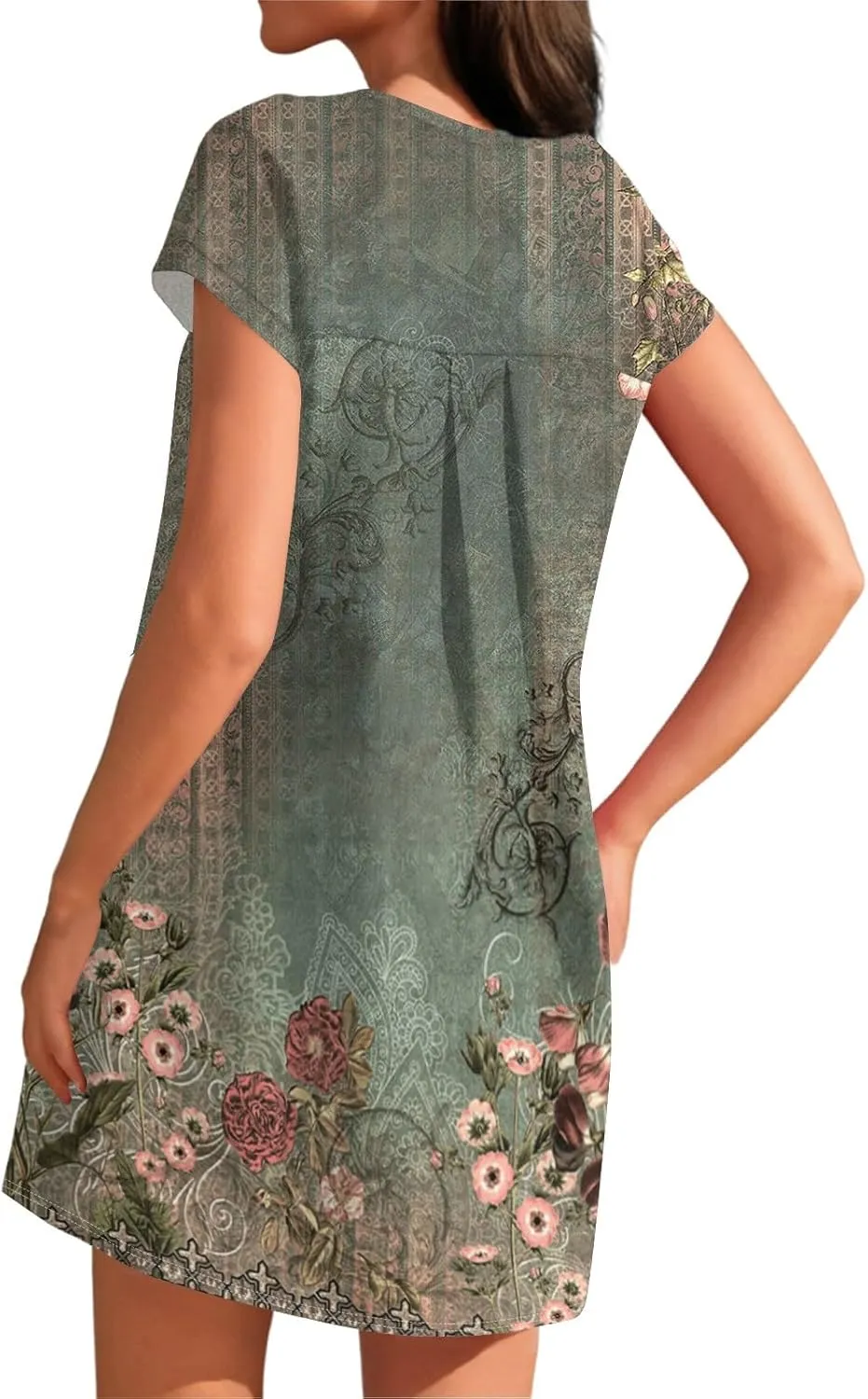 Summer Dresses for Women 2025s Casual Cap Sleeve Crewneck Loose Mini Dresses Casual Retro Beach T Shirt Dres