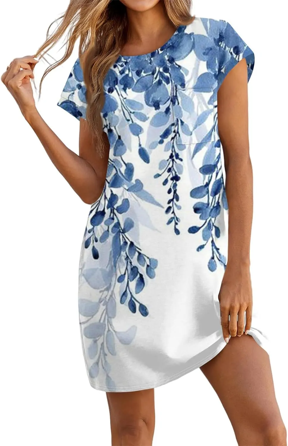 Summer Dresses for Women 2025s Casual Cap Sleeve Crewneck Loose Mini Dresses Casual Retro Beach T Shirt Dres