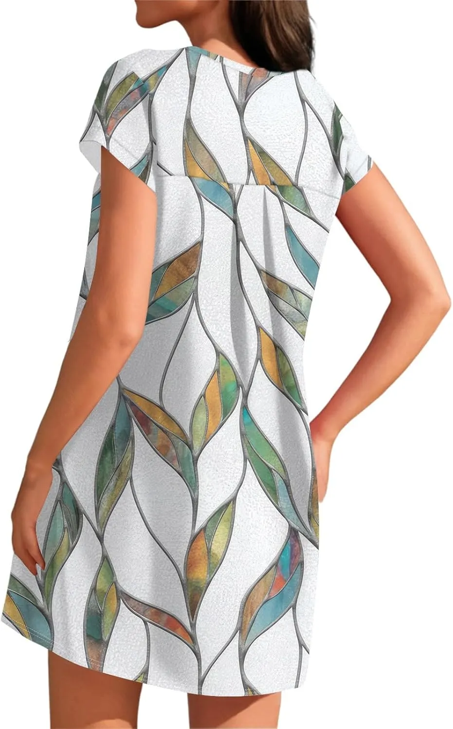 Summer Dresses for Women 2025s Casual Cap Sleeve Crewneck Loose Mini Dresses Casual Retro Beach T Shirt Dres