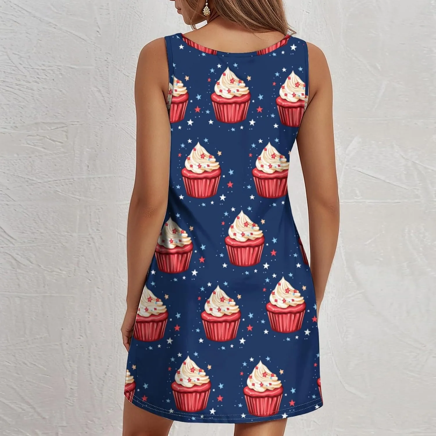Summer Dresses for Women Casual Sleeveless Sundress Fashion Mini Dress Boho Beach Vacation Tank Dresses with Pockets