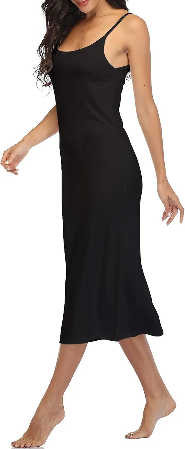 Summienlink Women's Full Slip for Under Dresses Sexy Long Sleeveless Nightgown Cami Dress