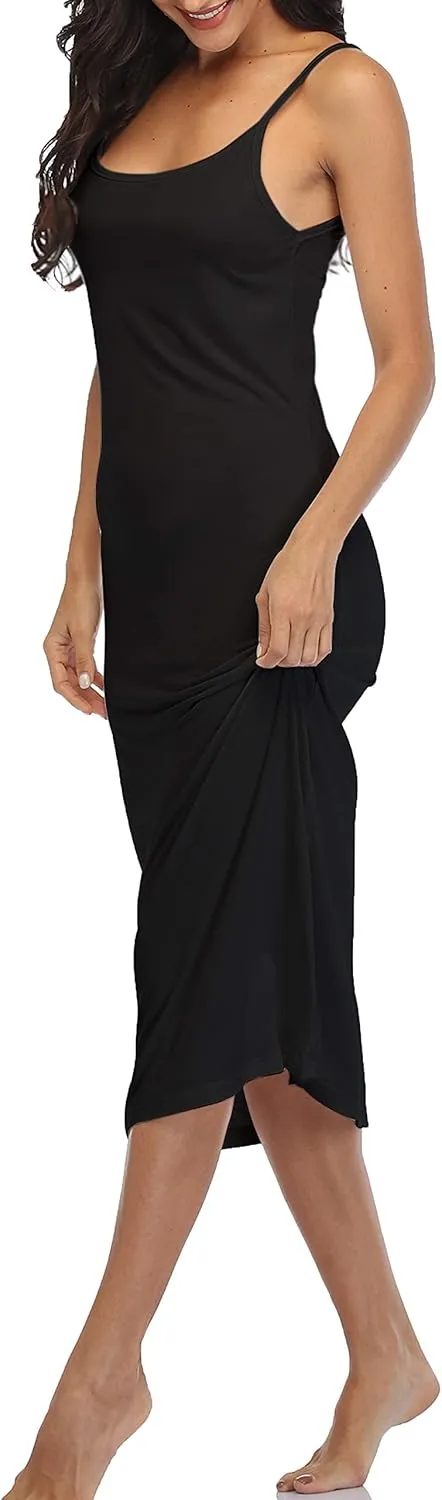 Summienlink Women's Full Slip for Under Dresses Sexy Long Sleeveless Nightgown Cami Dress