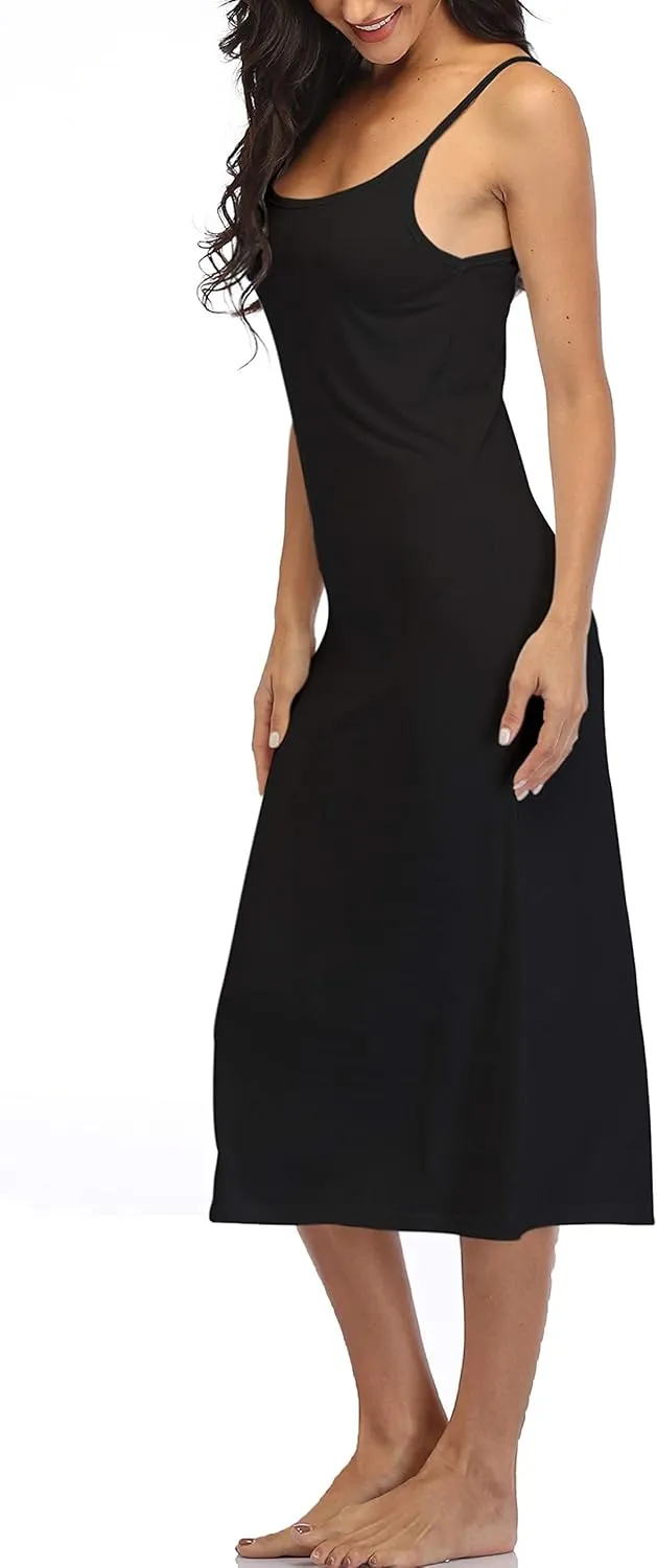 Summienlink Women's Full Slip for Under Dresses Sexy Long Sleeveless Nightgown Cami Dress