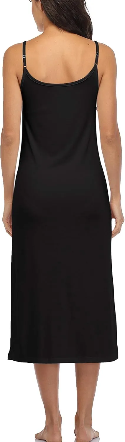 Summienlink Women's Full Slip for Under Dresses Sexy Long Sleeveless Nightgown Cami Dress