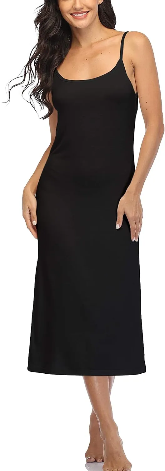Summienlink Women's Full Slip for Under Dresses Sexy Long Sleeveless Nightgown Cami Dress