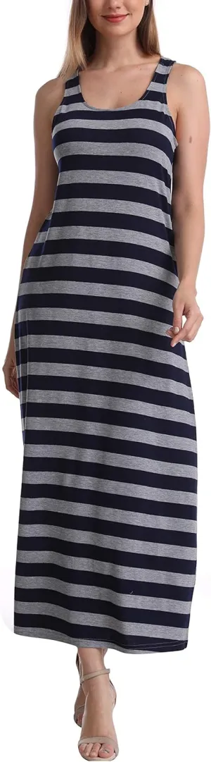 SUMONA Women Long Tank Tops Ankle Length Maxi Dress Bodycon Sleeveless Racerback