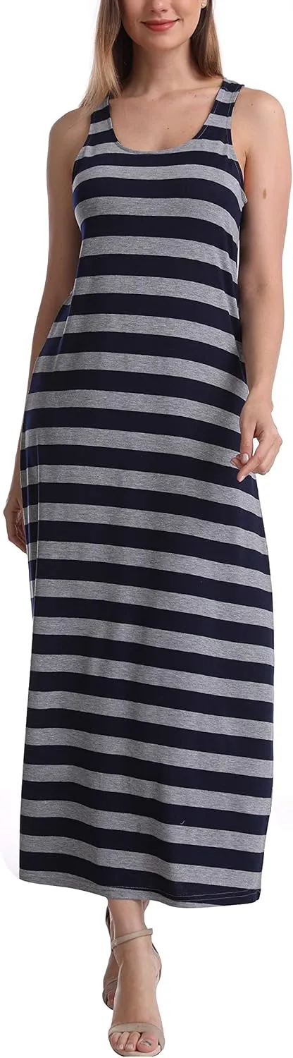 SUMONA Women Long Tank Tops Ankle Length Maxi Dress Bodycon Sleeveless Racerback