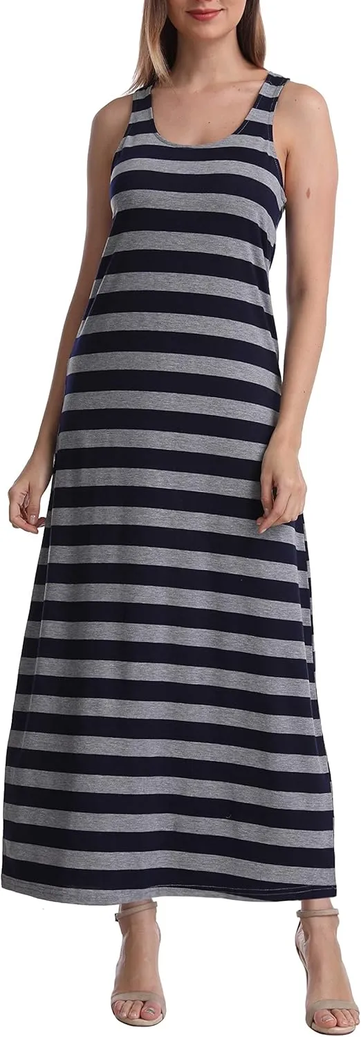 SUMONA Women Long Tank Tops Ankle Length Maxi Dress Bodycon Sleeveless Racerback