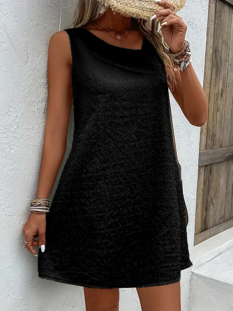 Sundresses for Women 2024 Sleeveless Summer Casual Tank Dress Above Knee Length Flowy Beach Vacation Tshirt Dress