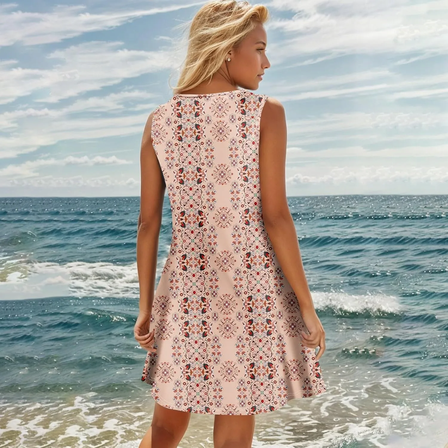 Sundresses for Women 2025 Summer Midi Sleeveless Button Down Plus Size Dresses for Curvy Women V Neck A Line Dress