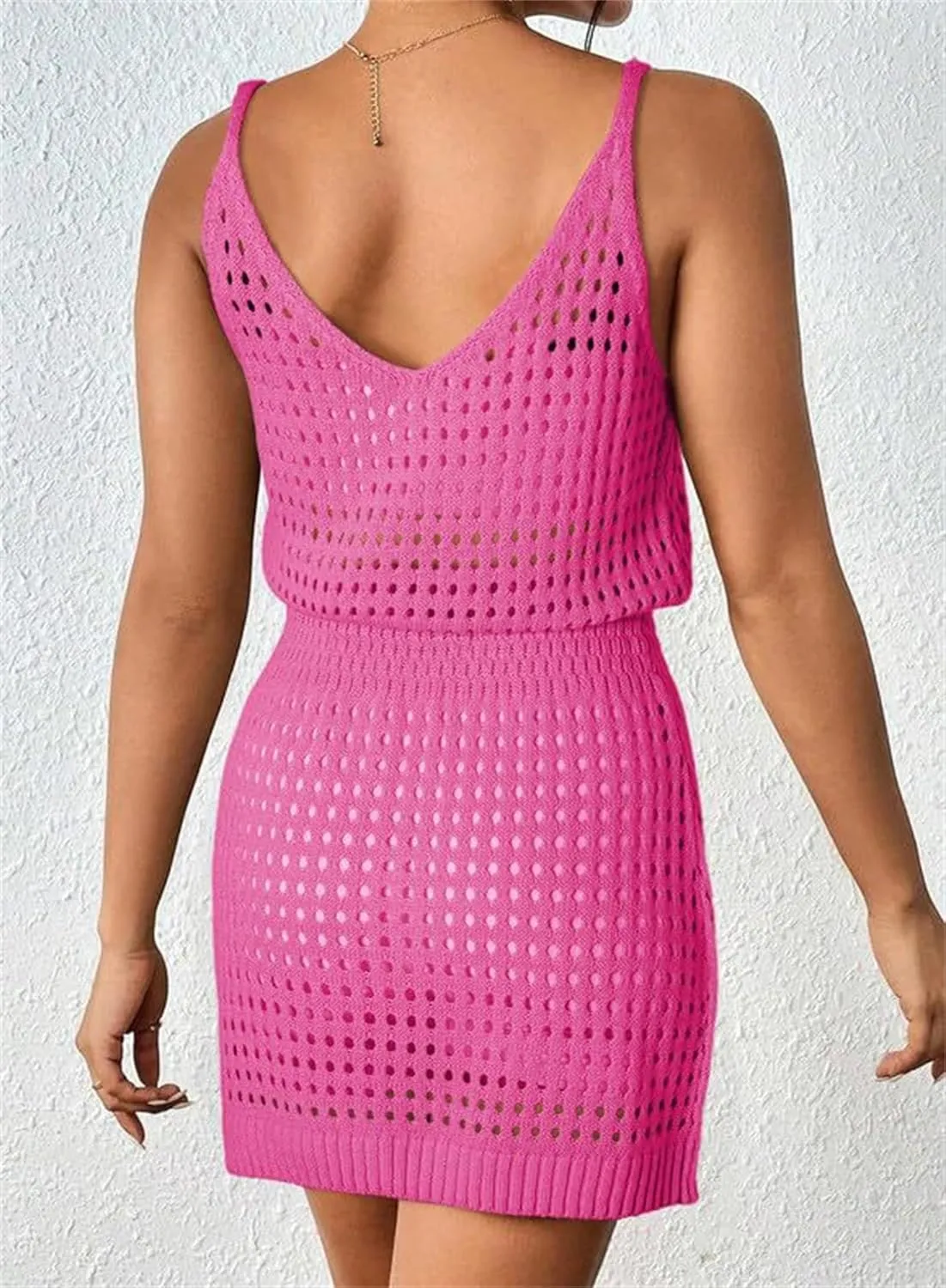 Swimsuit Coverup for Women Casual Crochet Hollow Out Knit Beach Bathing Suit Swim Cover Ups Summer Mini Vacation Dresses