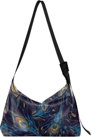 Tails Peacocks Colorful Hobo Leather Bags for Women Large Crossbody Purse Premium Animal Print Shoulder Purse Bag